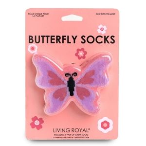 LIVING ROYAL pink butterfly socks new and sealed